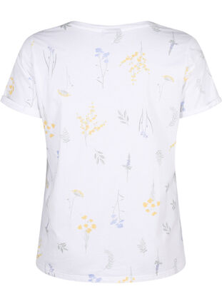 Zizzi T-shirt van biologisch katoen met bloemenprint, Bright W. AOP, Packshot image number 1
