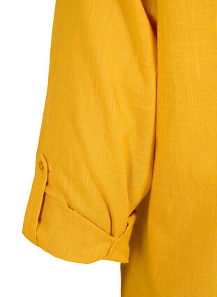 Zizzi Katoenen overhemdblouse met V-hals, Golden Yellow, Packshot image number 3