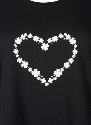 Zizzi FLASH - T-shirt met motief, Black Flower Heart , Packshot image number 2