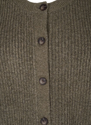 Zizzi Vest van ribtricot met knopen, Dusky Green Mel., Packshot image number 2