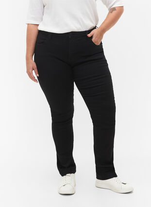 Zizzi Slim fit Emily jeans met normale taille, Black, Model image number 3