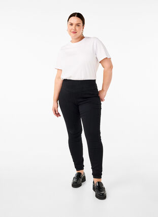 Zizzi Stretchy jeggings met hoge taille, Black, Model image number 0