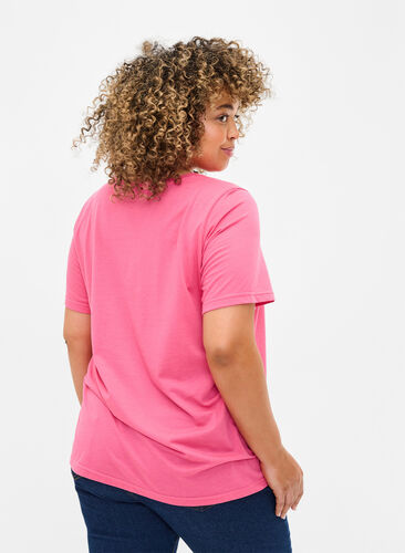 Zizzi FLASH - T-shirt met motief, Hot Pink Amour, Model image number 1