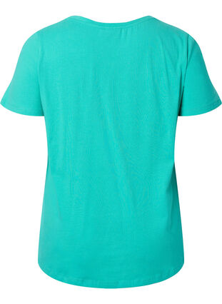 Zizzi Effen basic T-shirt van katoen, Aqua Green, Packshot image number 1