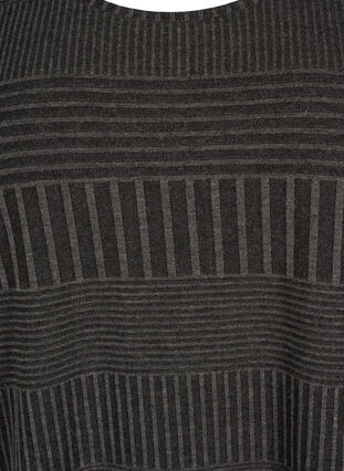 Zizzi Blouse met driekwartmouwen en een gestreept patroon, Dark Grey Melange, Packshot image number 2
