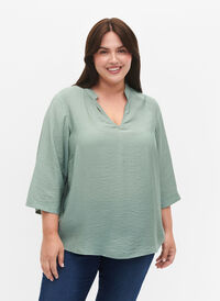 Gekleurde blouse met 3/4 mouwen, Chinois Green, Model