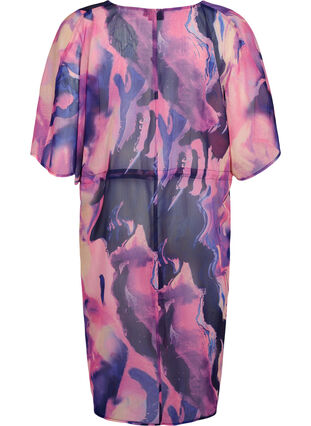 Zizzi Strand kimono met print., Purple Swirl, Packshot image number 1