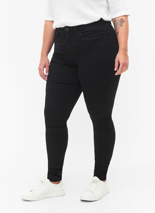 Zizzi Super slim Amy jeans met hoge taille, Black, Model image number 2