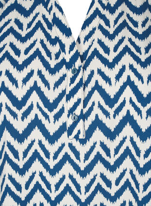 Zizzi Blouse met lange mouwen en V-hals, OFF WHITE ZIG ZAG, Packshot image number 2