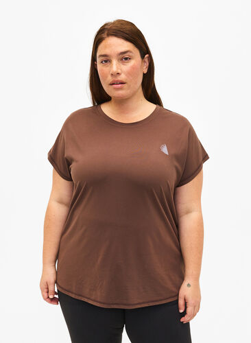 Zizzi Sport T-shirt met korte mouwen, Chocolate Martini, Model image number 0