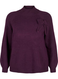 Gebreide blouse met strikdetail, Potent P. Black Mel.