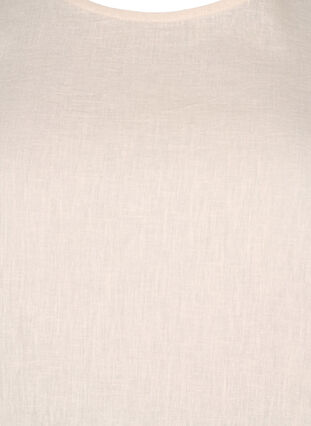 Zizzi Blouse met korte mouwen van katoenmix met linnen en kanten details, Sandshell, Packshot image number 2