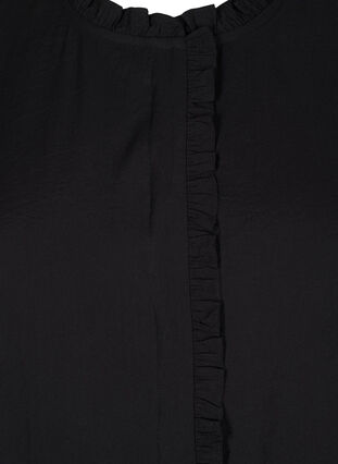 Zizzi Overhemdblouse met ruches en broderie anglaise, Black, Packshot image number 2