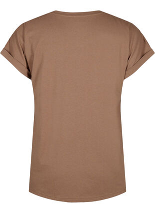 Zizzi T-shirt met korte mouwen van katoenmix, Coca Mocha, Packshot image number 1