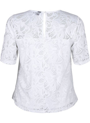 Zizzi Kanten blouse met korte mouwen, Bright White, Packshot image number 1