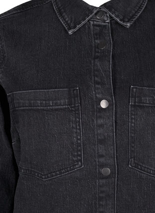 Zizzi Denim shirt met knopen en borstzakken, Dark Grey Denim, Packshot image number 2