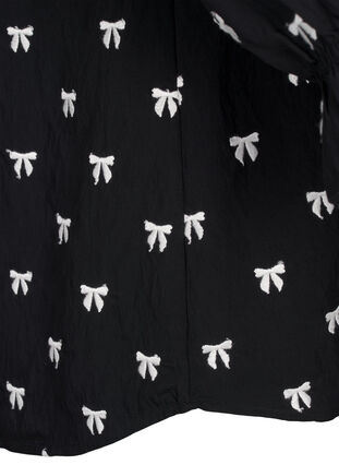 Zizzi Blouse met strikjes en 3/4 mouwen, Black White Bow, Packshot image number 4