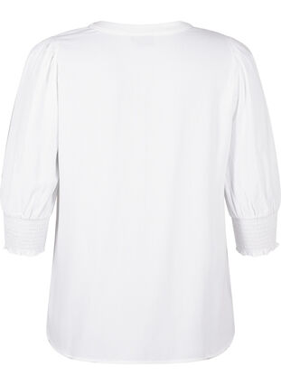 Zizzi Viscose blouse met smok en ruches, Bright White, Packshot image number 1