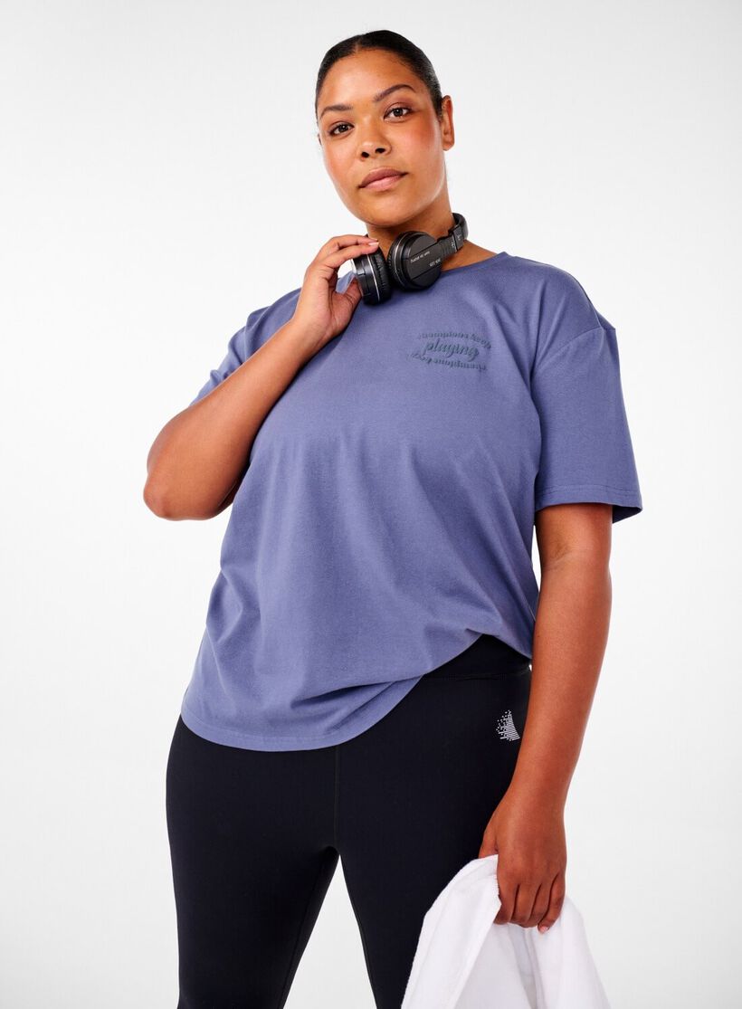 Zizzi Sportief T-shirt van biologisch katoen, , Model, 1