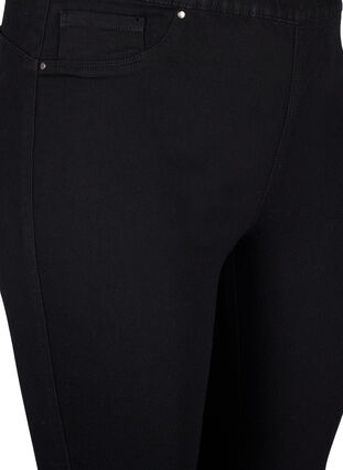 Zizzi Denim capribroek met elastische tailleband, Black, Packshot image number 2