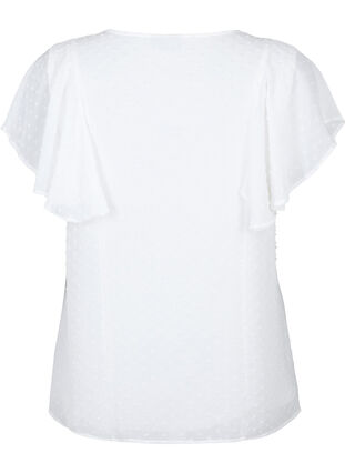 Zizzi Blouse met gestippelde textuur en korte mouwen, Bright White, Packshot image number 1