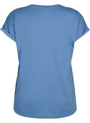 Zizzi T-shirt met korte mouwen van katoenmix, Moonlight Blue, Packshot image number 1
