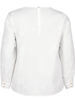 Zizzi Blouse met lange mouwen en borduurwerk, Bright White, Packshot image number 1