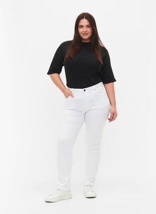 Zizzi Slim fit Emily jeans met normale taille, White, Model image number 0