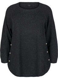 Gebreide blouse met kralen, Dark Grey Melange