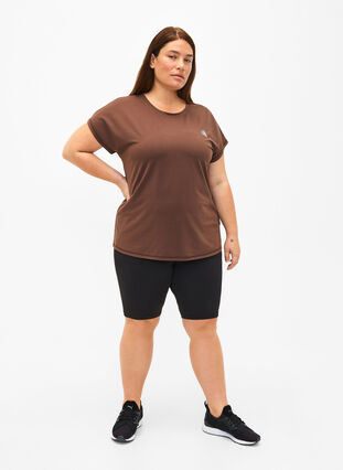 Zizzi Sport T-shirt met korte mouwen, Chocolate Martini, Model image number 2
