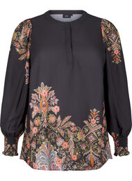 Blouse met paisley print, Black Paisley