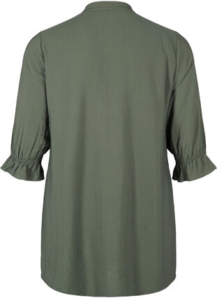 Zizzi Lang viscose shirt met kanten detail, Thyme, Packshot image number 1