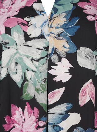 Zizzi Jurk met lange mouwen en bloemenprint, Rose Flower AOP, Packshot image number 2