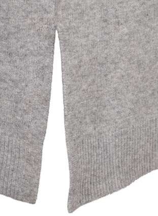 Zizzi Lang gebreid vest met zakken, Light Grey Melange, Packshot image number 4