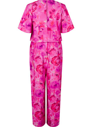 Zizzi Jumpsuit met bloemenpatroon en mouwen als vleermuisvleugels, Pink Rose AOP, Packshot image number 1