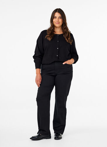 Zizzi  Gemma-jeans met hoge taille en rechte pasvorm, Black, Model image number 0