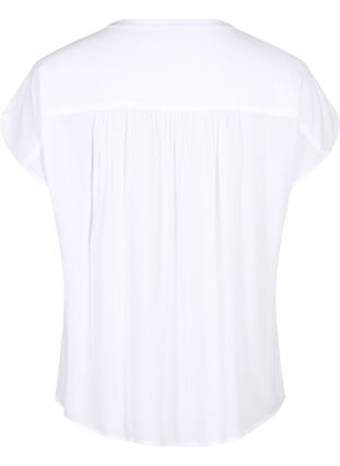 Zizzi Viscose blouse met kanten afwerking, Bright White, Packshot image number 1