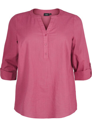 Zizzi Katoenen overhemdblouse met V-hals, Malaga, Packshot image number 0