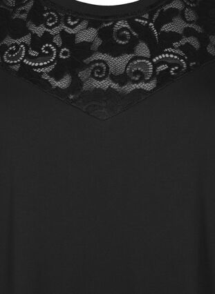 Zizzi Korte sweat jurk met kanten detail, Black, Packshot image number 2