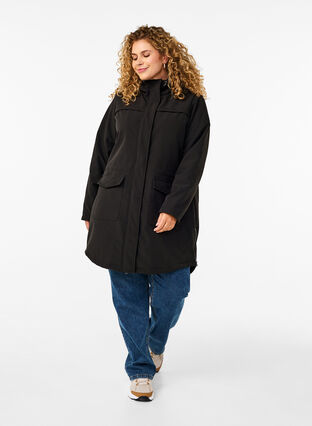 Zizzi Waterafstotende softshell-jas met gewatteerde voering, Black, Model image number 2