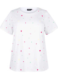 T-shirt van biologisch katoen met hartjes, White Heart Emb.