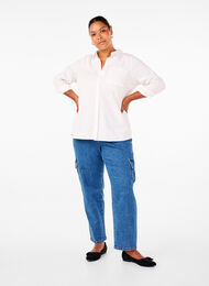 Cargo jeans met hoge taille, Blue Denim, Model