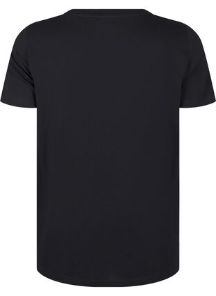 Zizzi Katoenen T-shirt met strassteentjes, Black, Packshot image number 1