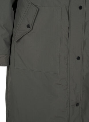 Zizzi Parka jas met kap en verstelbare taille, Black Olive, Packshot image number 3