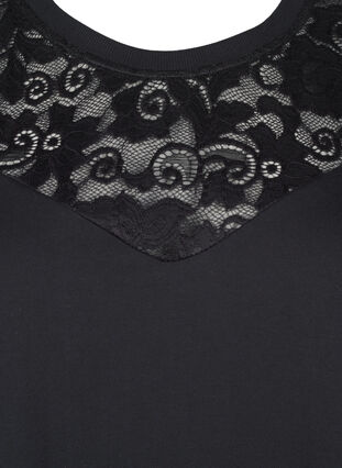 Zizzi Sweatshirt met kanten details, Black, Packshot image number 2