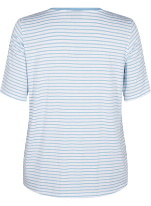 Zizzi Gestreept T-shirt van lyocell met ronde hals, B White Dusk Blue St, Packshot image number 1