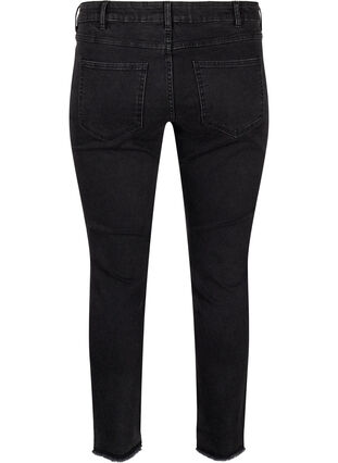 Zizzi Cropped Emily jeans met gerafelde zoom, Dark Grey Denim, Packshot image number 1