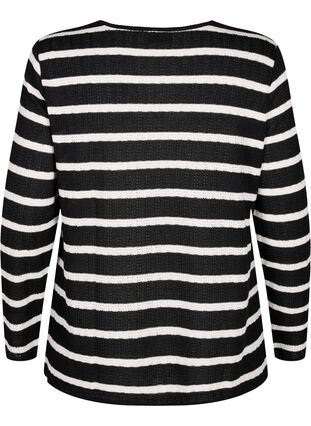 Zizzi Blouse met strepen en lange mouwen, Black Sand Stripe, Packshot image number 1