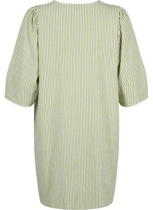 Zizzi Gestreepte jurk met 3/4 mouwen, Green Stripe, Packshot image number 1