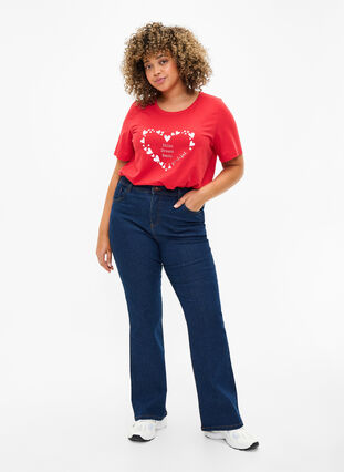 Zizzi FLASH - T-shirt met motief, High Risk Red Heart, Model image number 2